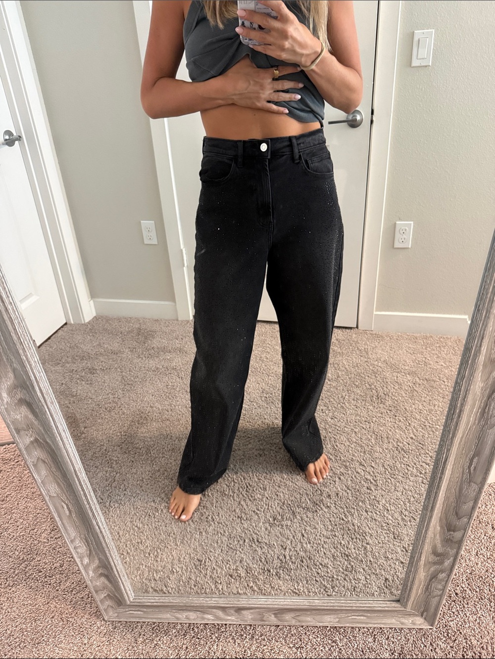 GB black sequin jean